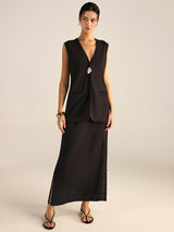 Metal Göz Detaylı Kolsuz Yelek