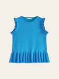 Volanlı Kollu Peplum Etek Örgü Üst