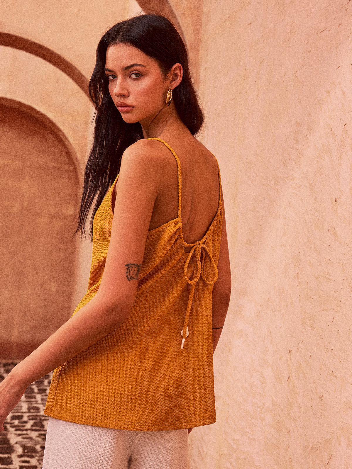 Dokulu Bağcıklı Tank Top