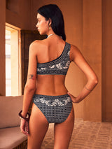 Paisley Desenli Tek Omuzlu Bikini Üstü