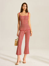 Gingham Desenli Pantolon Takımı
