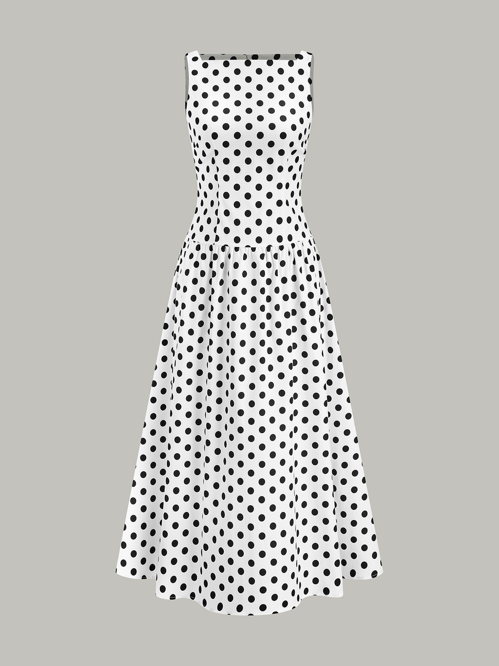 Polka Dot Kolsuz Midi Elbise