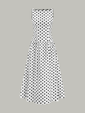 Polka Dot Kolsuz Midi Elbise