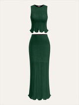 Dalga Desenli Örme Uzun Etek