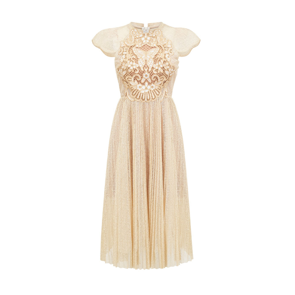 Nerissa pile midi elbise