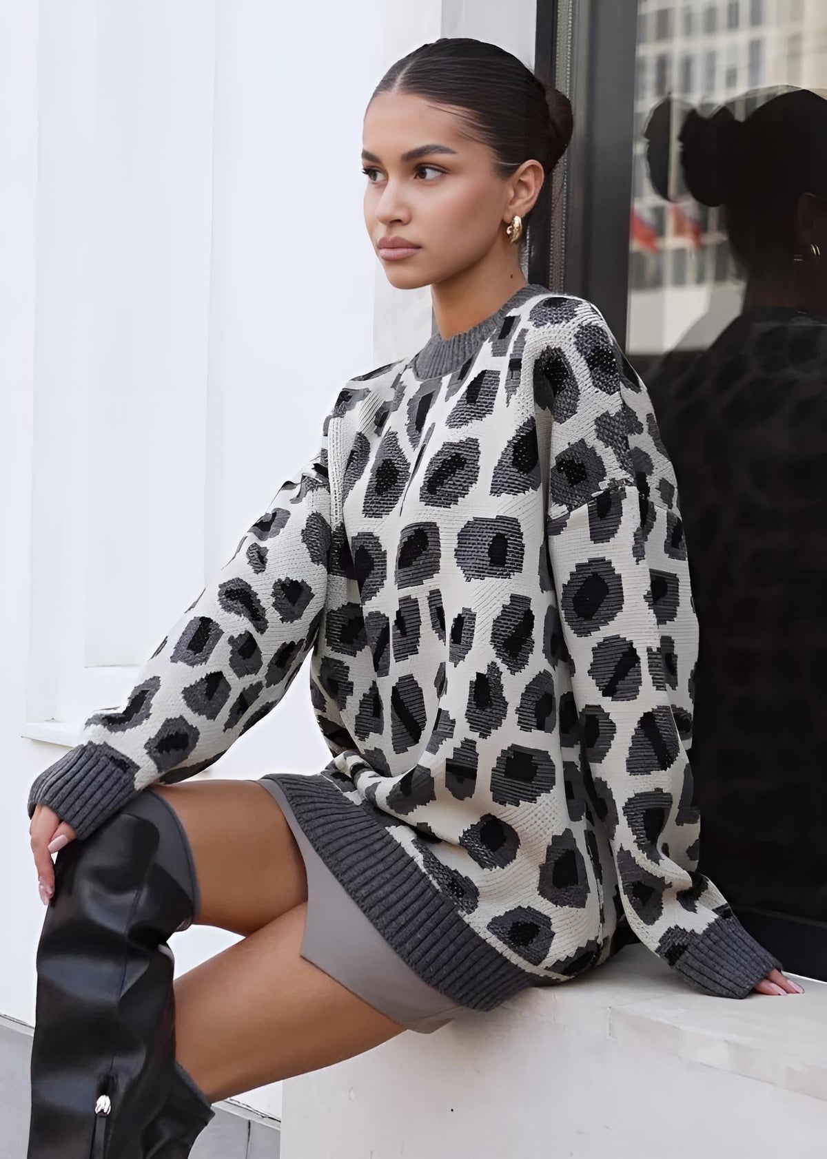 Harmony Leopar Desenli Oversize Kazak