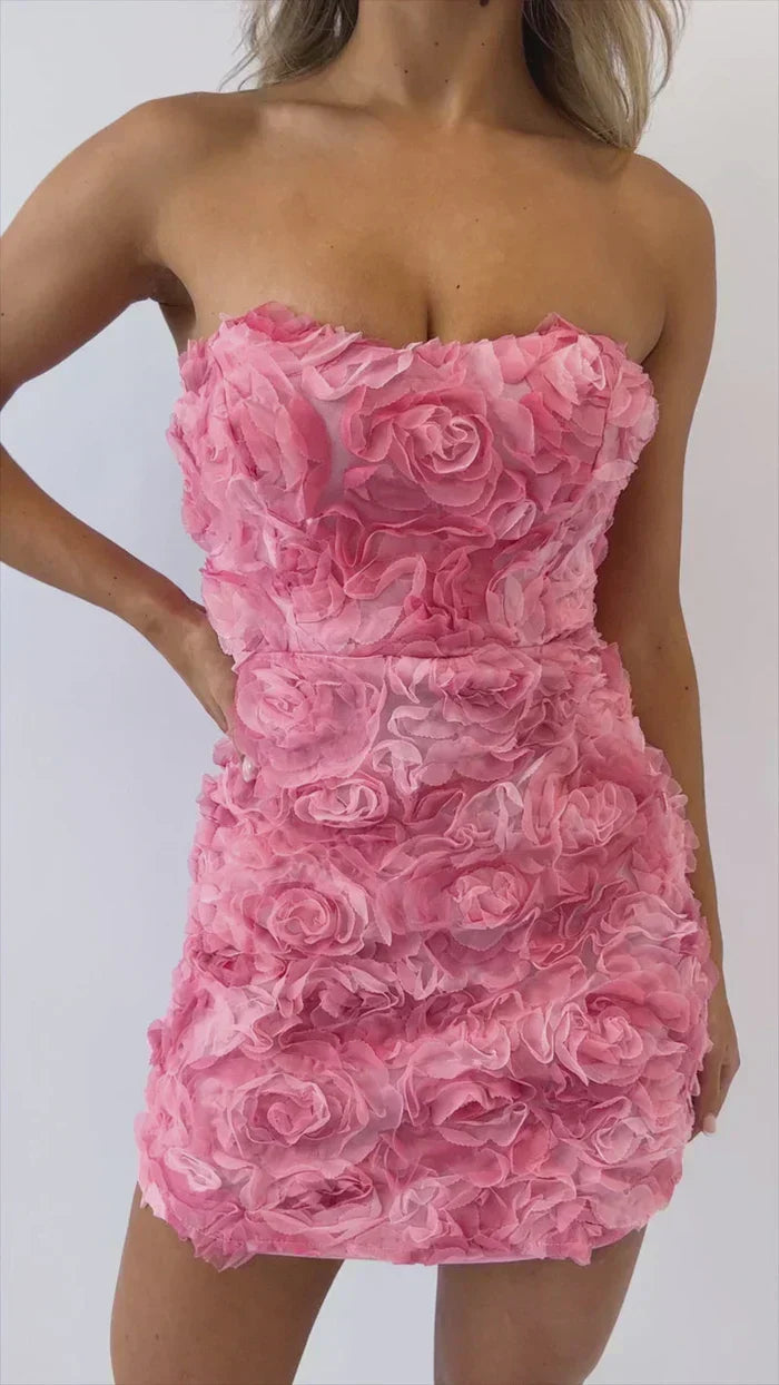 Sable 3D Çiçekli Mini Elbise