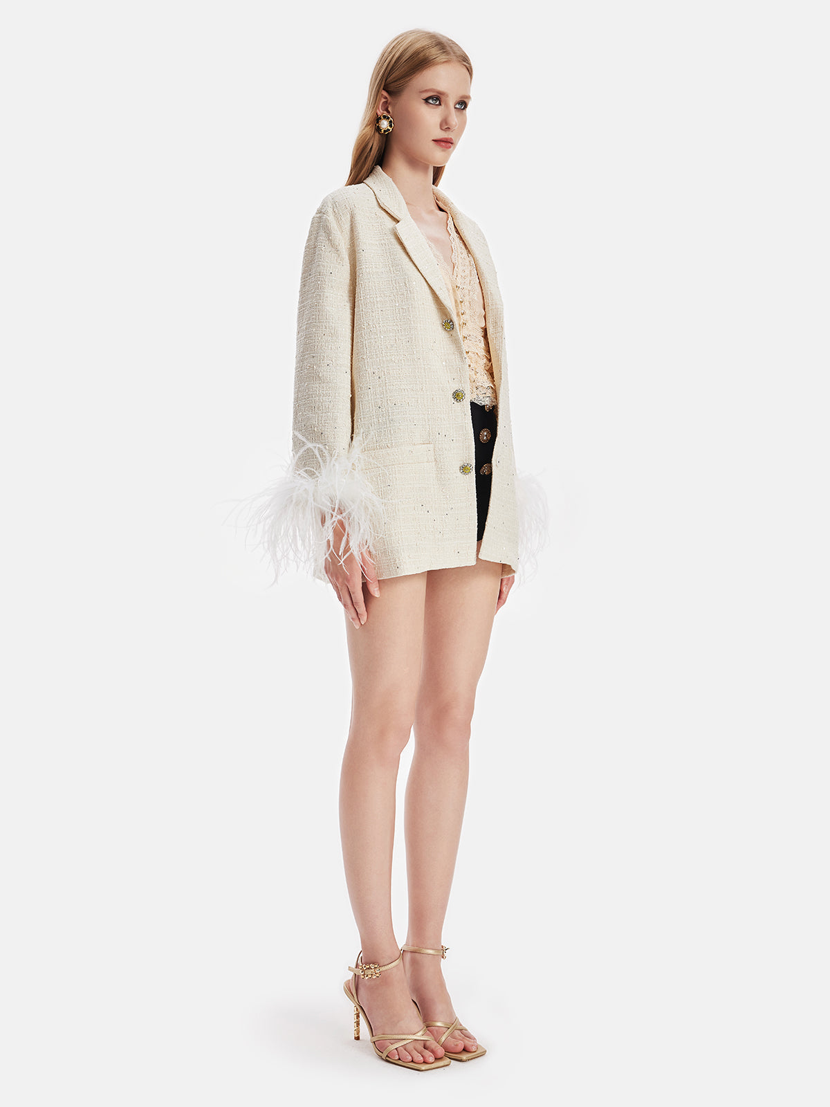 Devekuşu Tüyü Tüvit Blazer