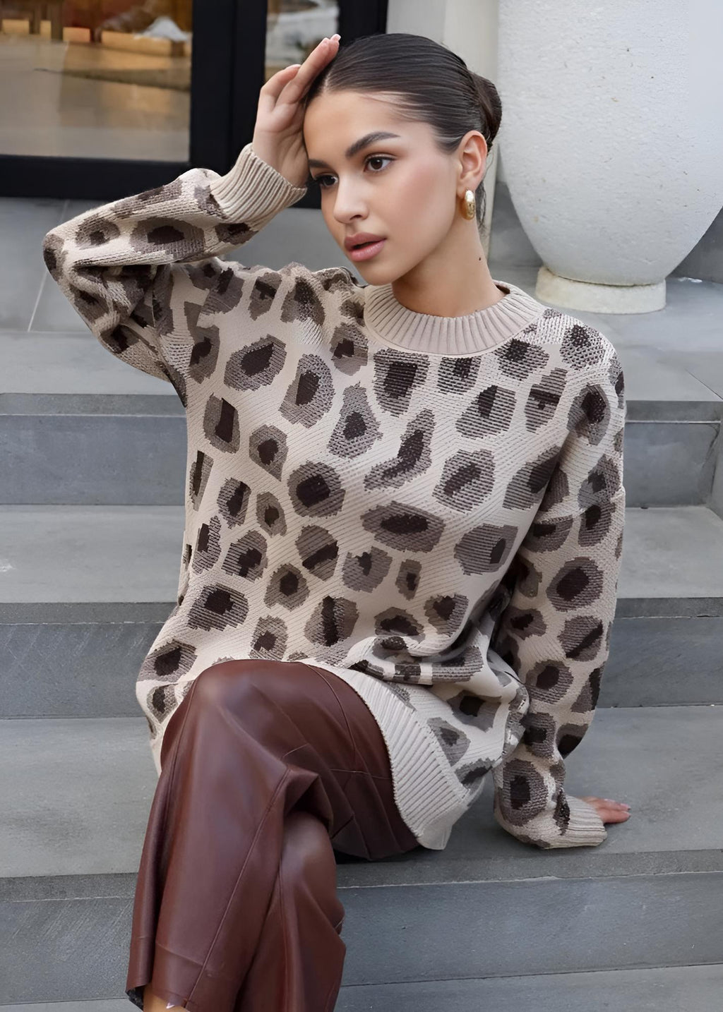 Harmony Leopar Desenli Oversize Kazak