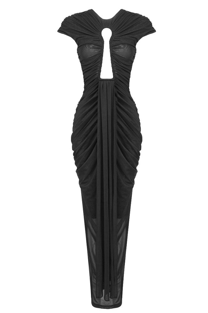 Hermosa Anahtar Deliği Dantelli Maxi Elbise