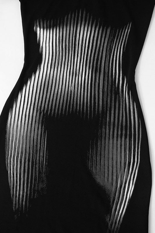 Omuzları Açık Baskılı Body Maxi Elbise