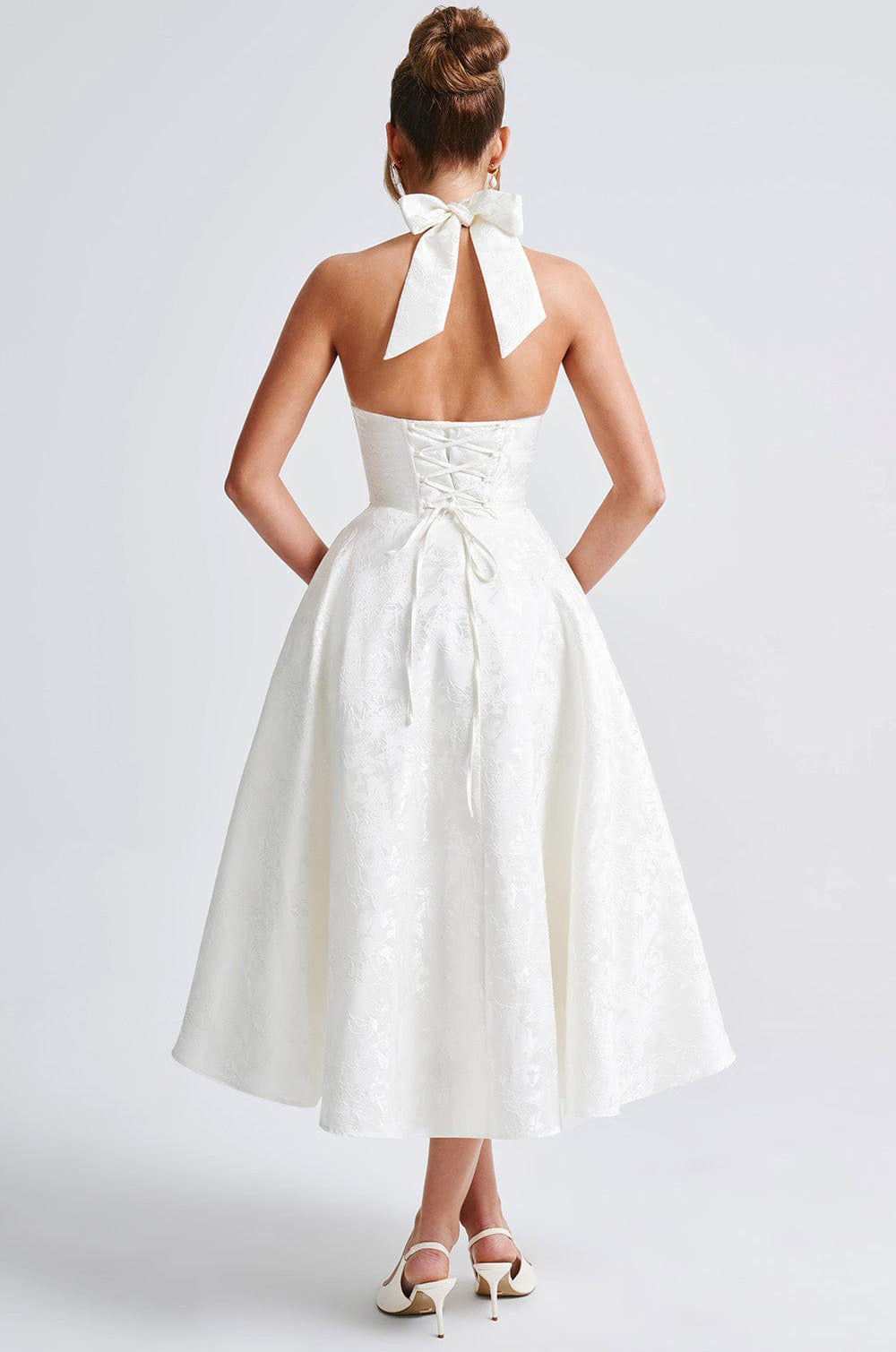 Vintage Halter Bağcıklı Sırt Elbisesi