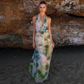 Amélie Sırtı Açık Halter Maxi Elbise