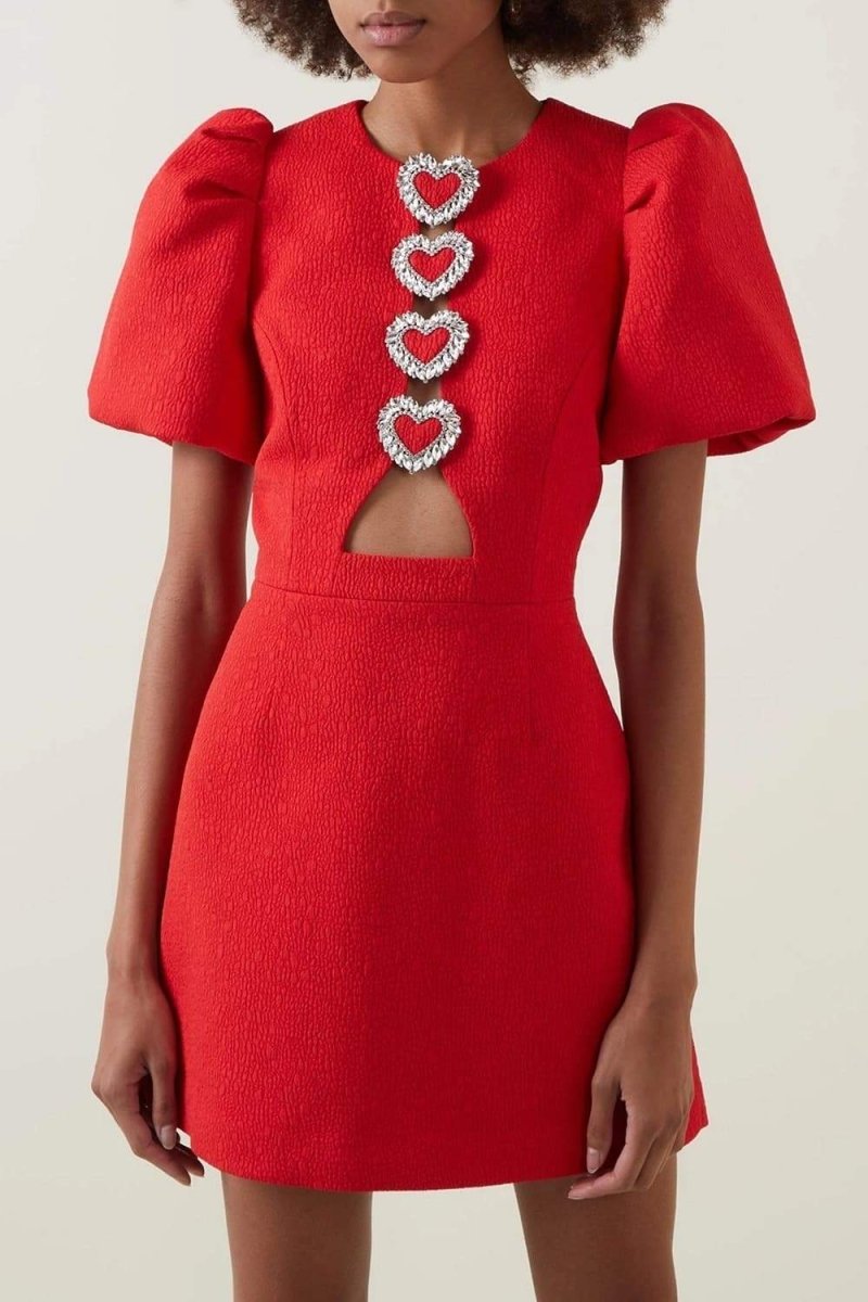 Puf Kol Cut-Out Mini Elbise