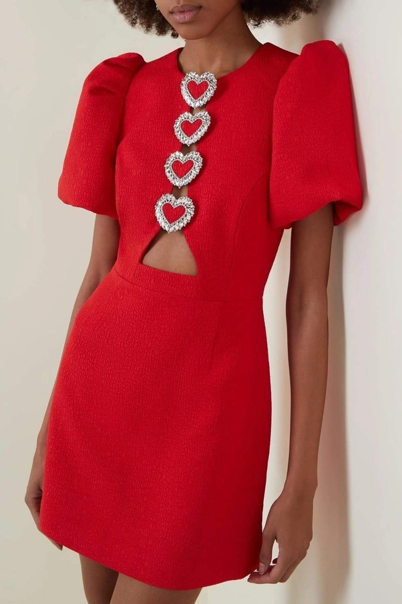 Puf Kol Cut-Out Mini Elbise