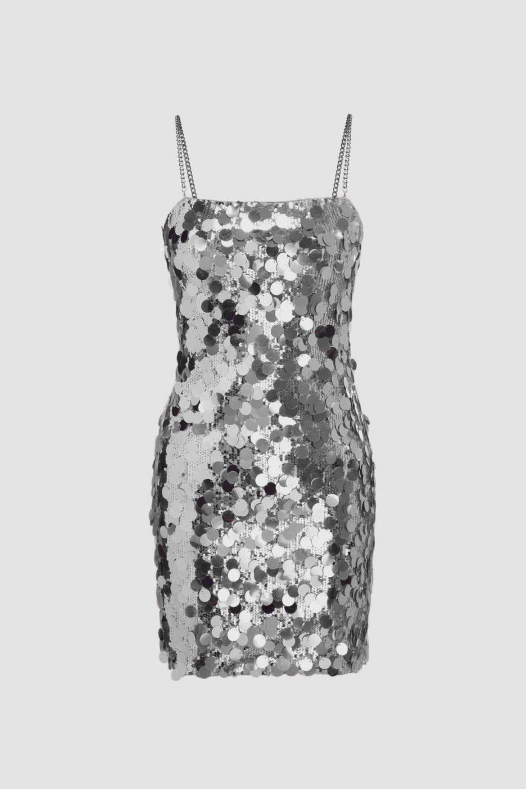 Erica Payetler Metal Zincirli Mini Elbise
