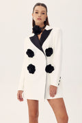 Letitia Çiçekli Kontrast Blazer Mini Elbise