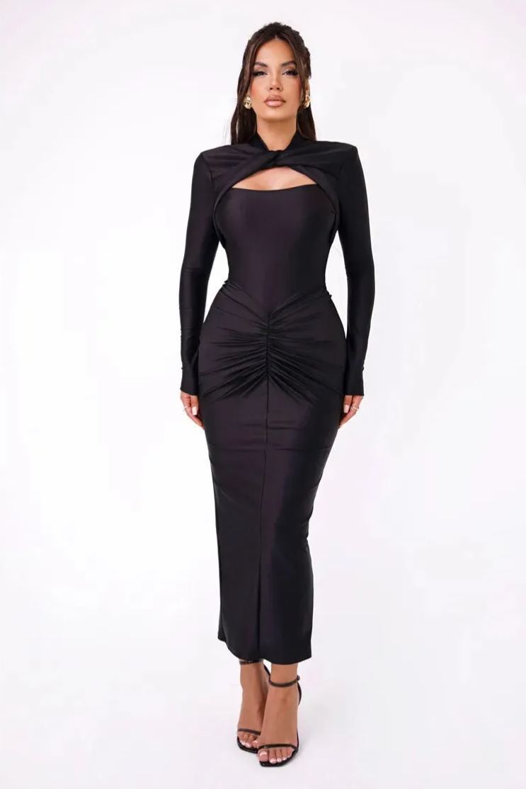 Catherine Oymalı Dantelli Maxi Elbise