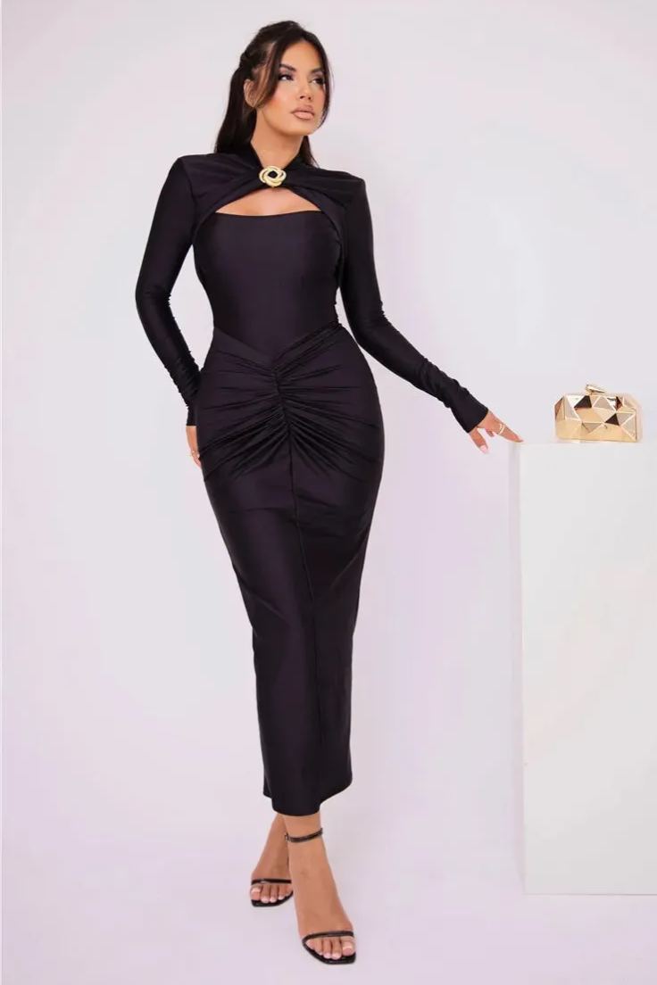 Catherine Oymalı Dantelli Maxi Elbise