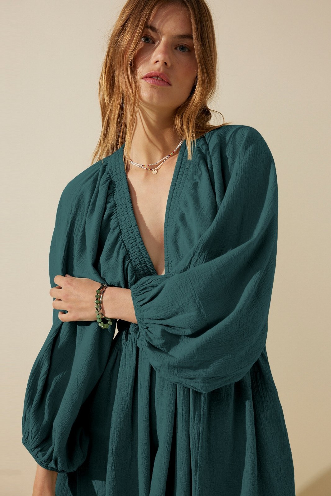 Julie V Yaka Flare Mini Elbise