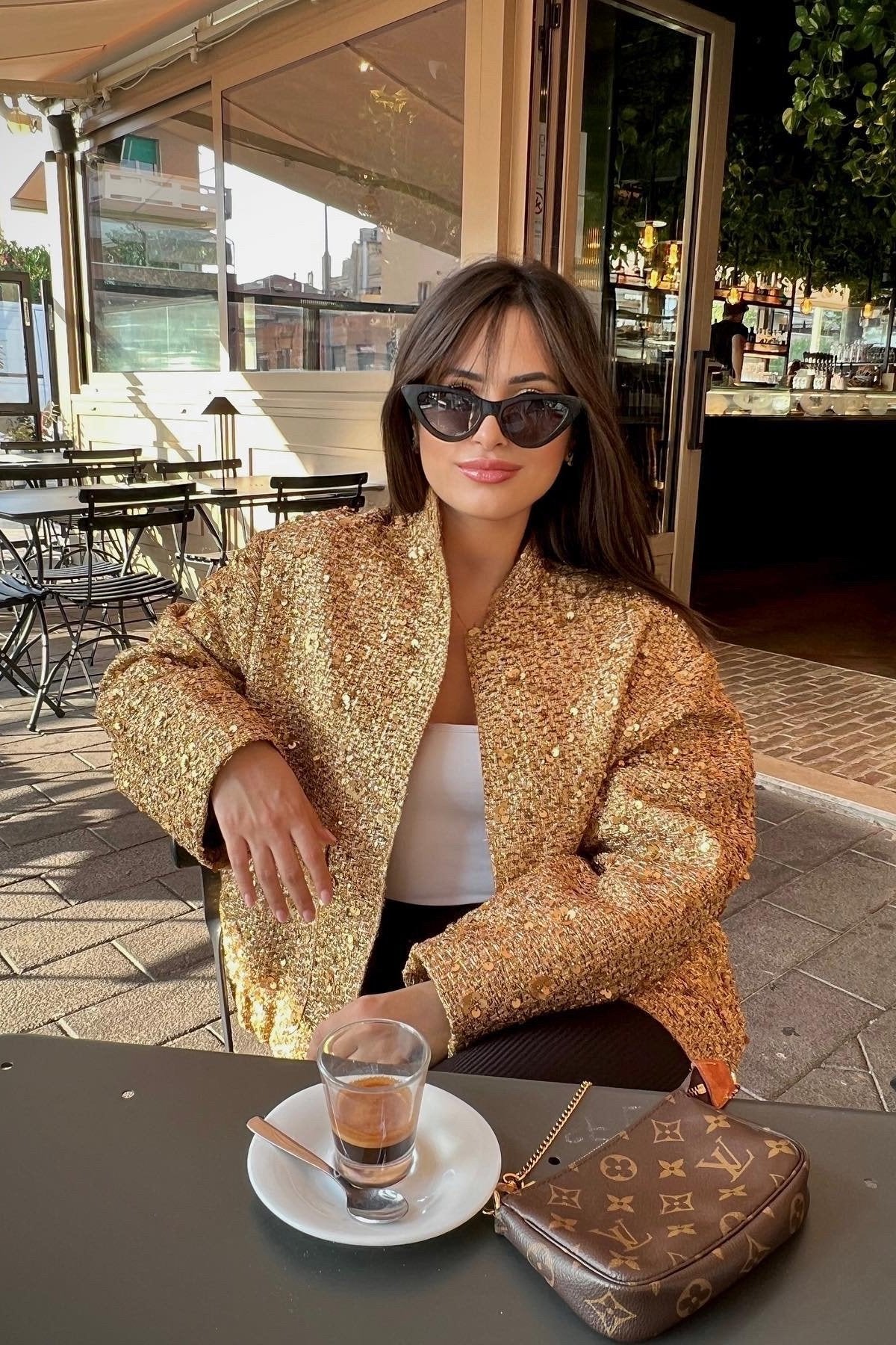 Kimberly Yakalı Metalik Payet Ceket