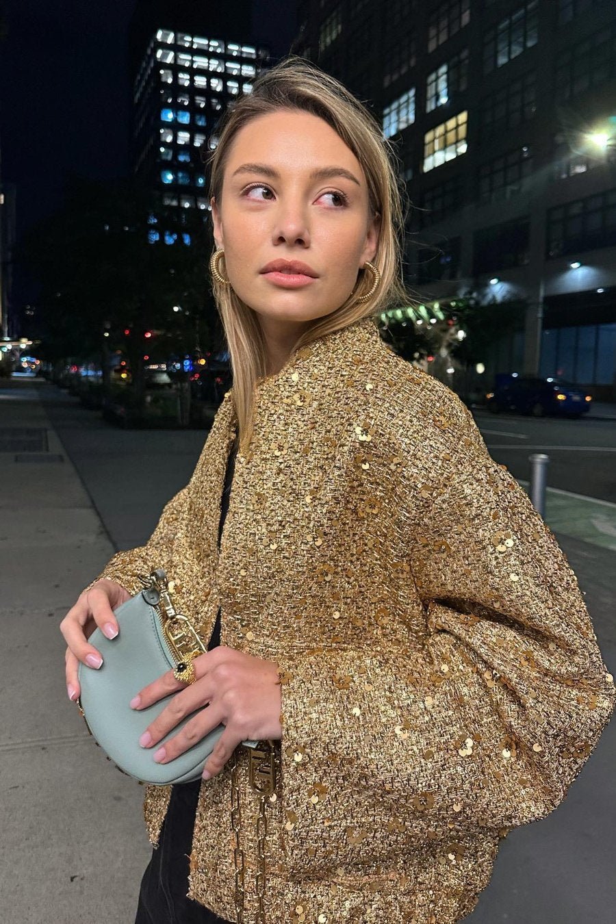 Kimberly Yakalı Metalik Payet Ceket