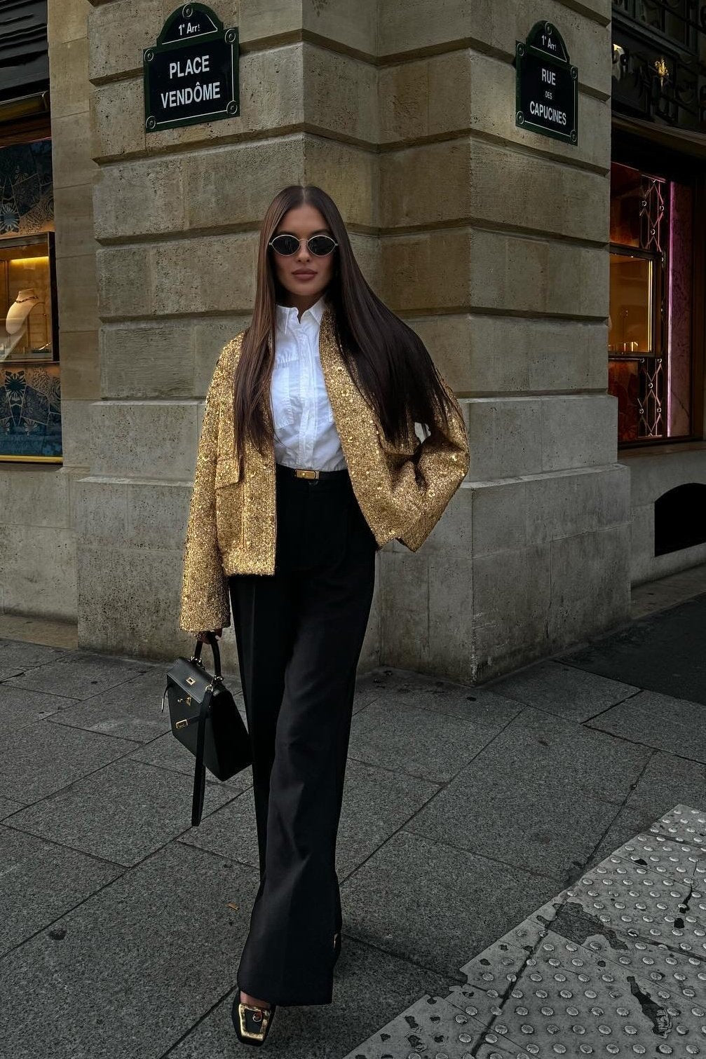 Kimberly Yakalı Metalik Payet Ceket