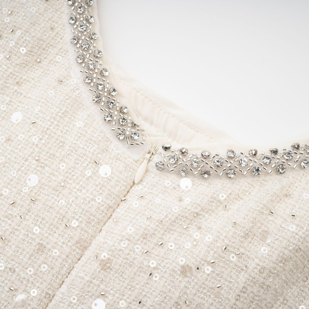 "Manon Charm" Açık Mavi Işıltılı Tweed Mini Elbise