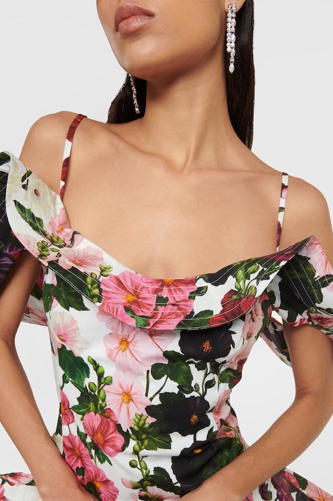 Muriel Baskılı Fırfırlı Slip Mini Elbise