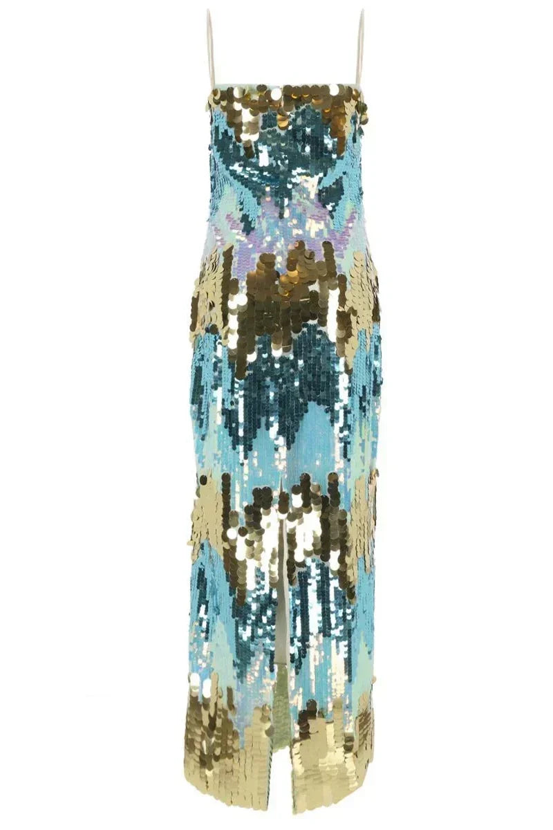 Moira Payetler Cami Maxi Elbise