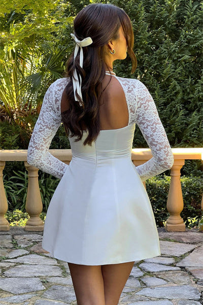 Kristin Kare Yaka Saten Mini Elbise