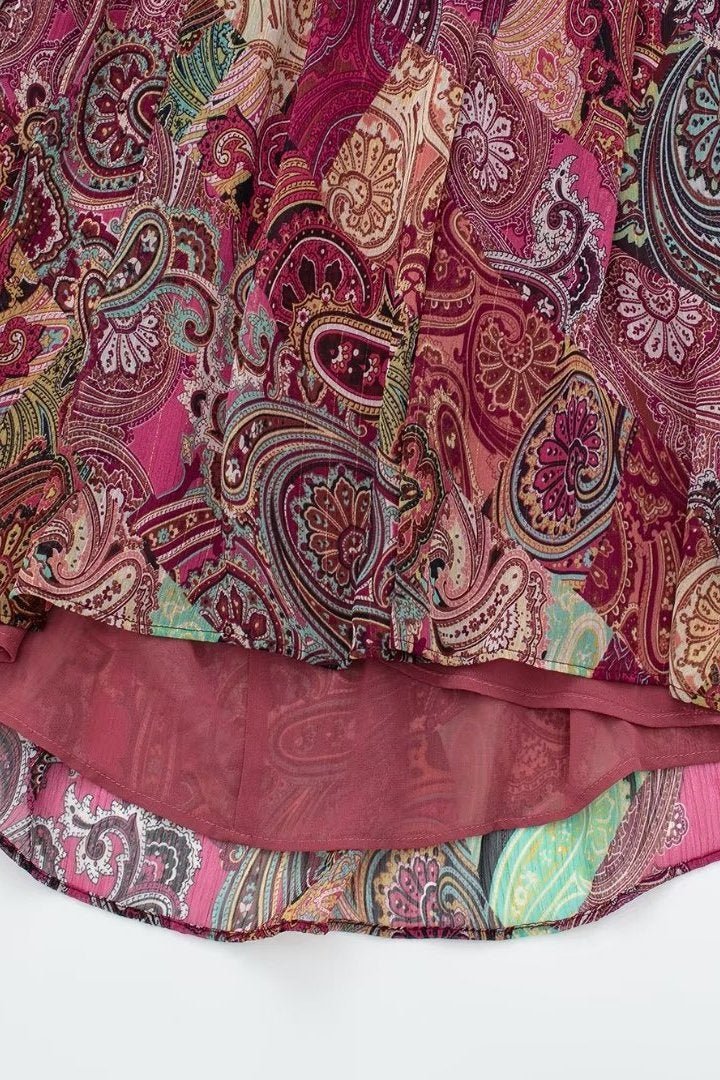 Valerie Baskılı Cut-Out Flare Maxi Elbise