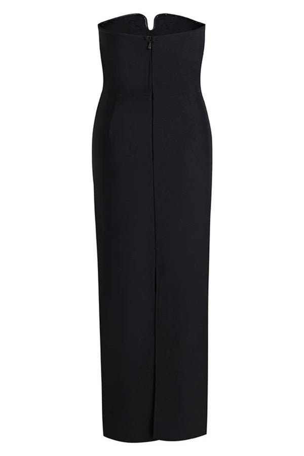 Virginia Kristal Taşlı Straplez Polyester Maxi Elbise